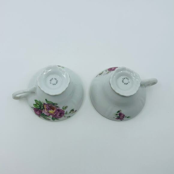 VTG White Rosebud Tea Coffee Cup And Saucer Porcelain 4-Piece Set Made In Japan - Picture 4 of 7